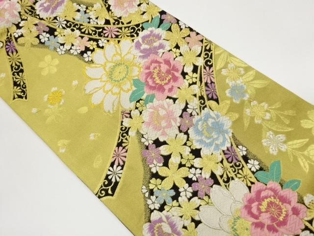 JAPANESE FUKURO OBI / WOVEN FLOWERS